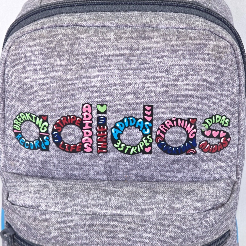 adidas Santiago‎ 2 Insulated Lunch Bag Gray Three Stripe Brand Full Zip Colorful - Picture 6 of 16